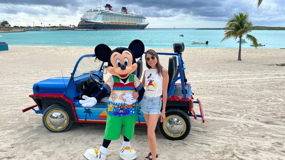 Caption: Mickey Mouse and me at Castaway Cay.
