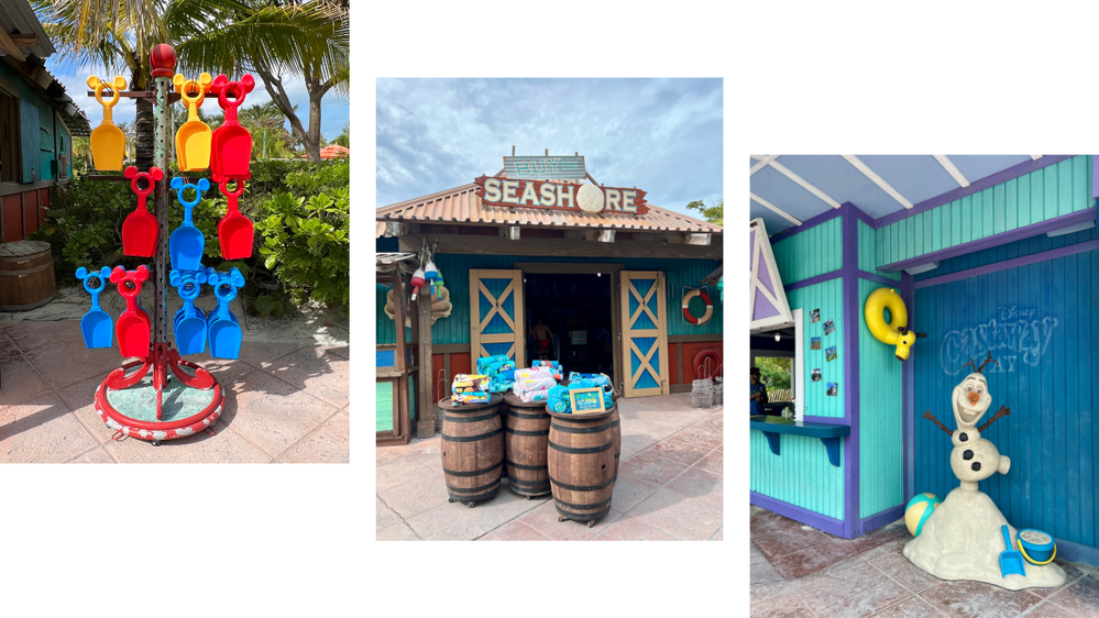 Caption: photo collage of two souvenir shops and one of the bars.