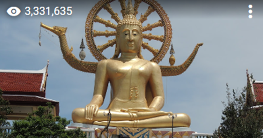Caption: Screenshot of Big Buddha at Big Buddha Temple (Wat Phra Yai), Tambon Bo Put, Ko Samui District, Surat Thani 84320, Thailand, Showing 3M Views as on 06-March-2024, Camera used: NIKON COOLPIXP510, No Editing; Data Source: Google Map