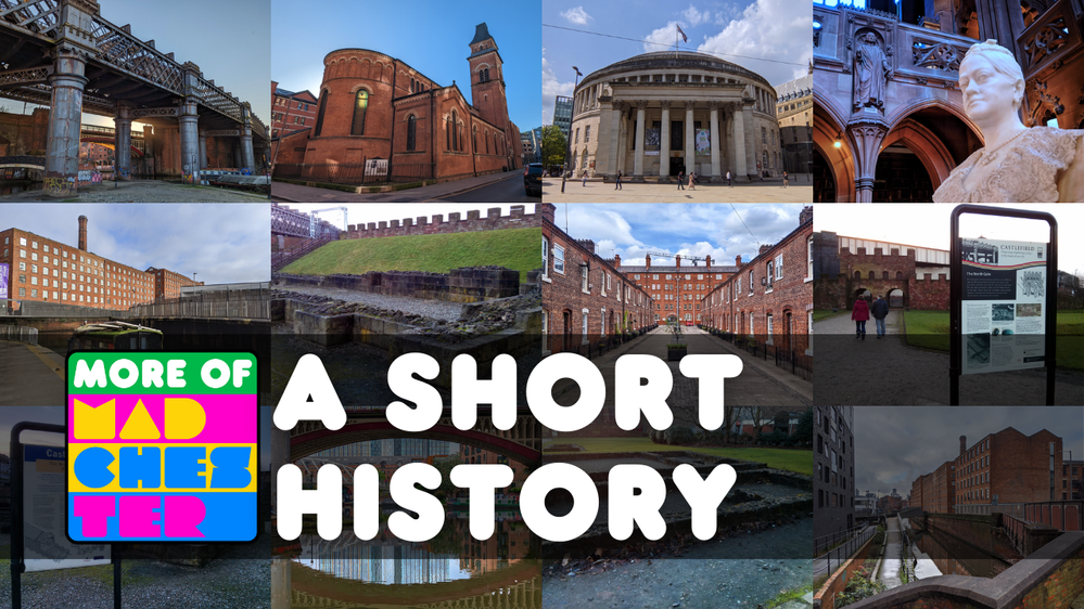Caption: our series style cover page, with thumbnail pictures of local places, with the words "A Short History" superimposed.
