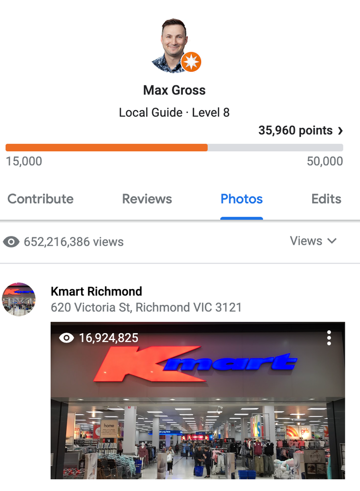 Star photo by @maxplusfood of Kmart Richmond uploaded onto Google Maps on August 2017 and showing star views of 16,924,825  as at 18 March 2024