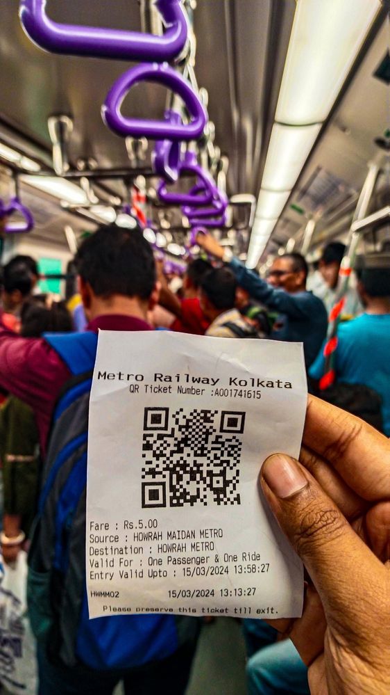 A INR 5 ticket for metro ride in Kolkata