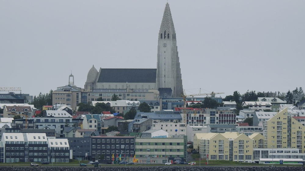 Caption: Hallgrímskirkja, the cathedral in the very center of Reykjavik, and also the second tallest building in Iceland