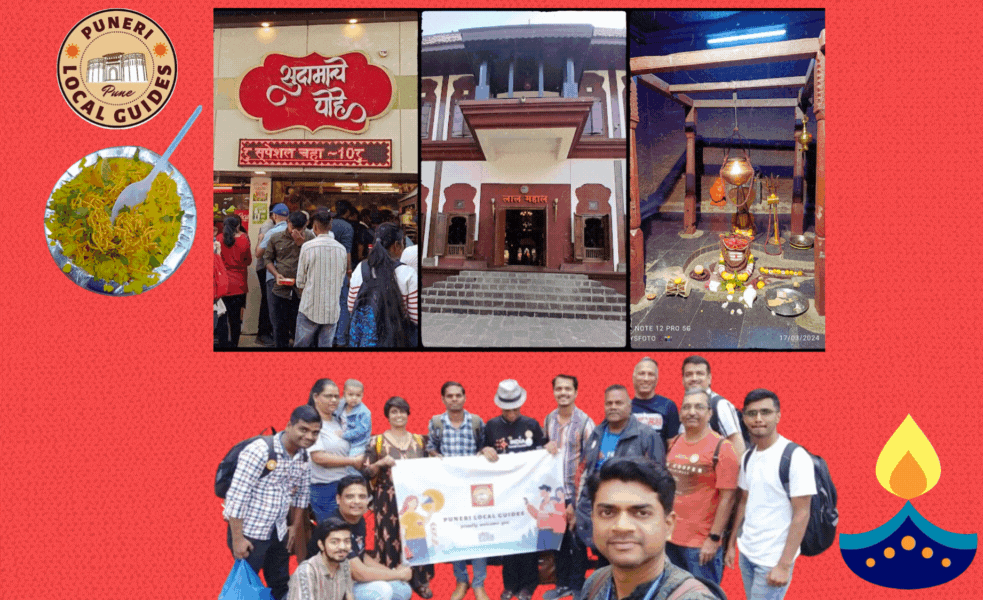 Puneri, Mumbai & Maharashtra local guides sporting smiles in front or Lal Mahal