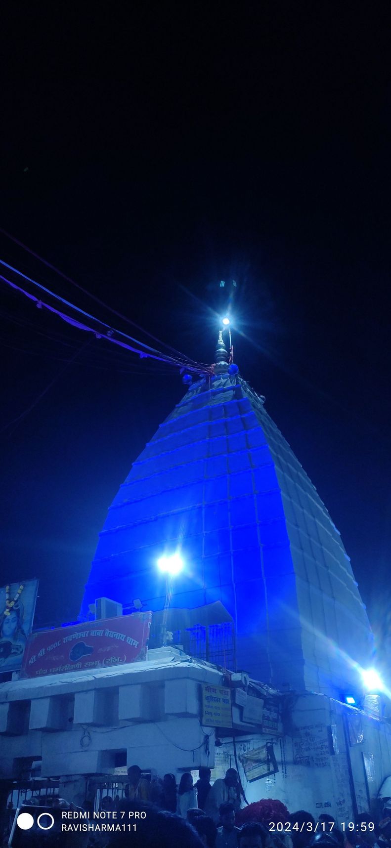 #photo of temple in BLUE COLOUR  at Night