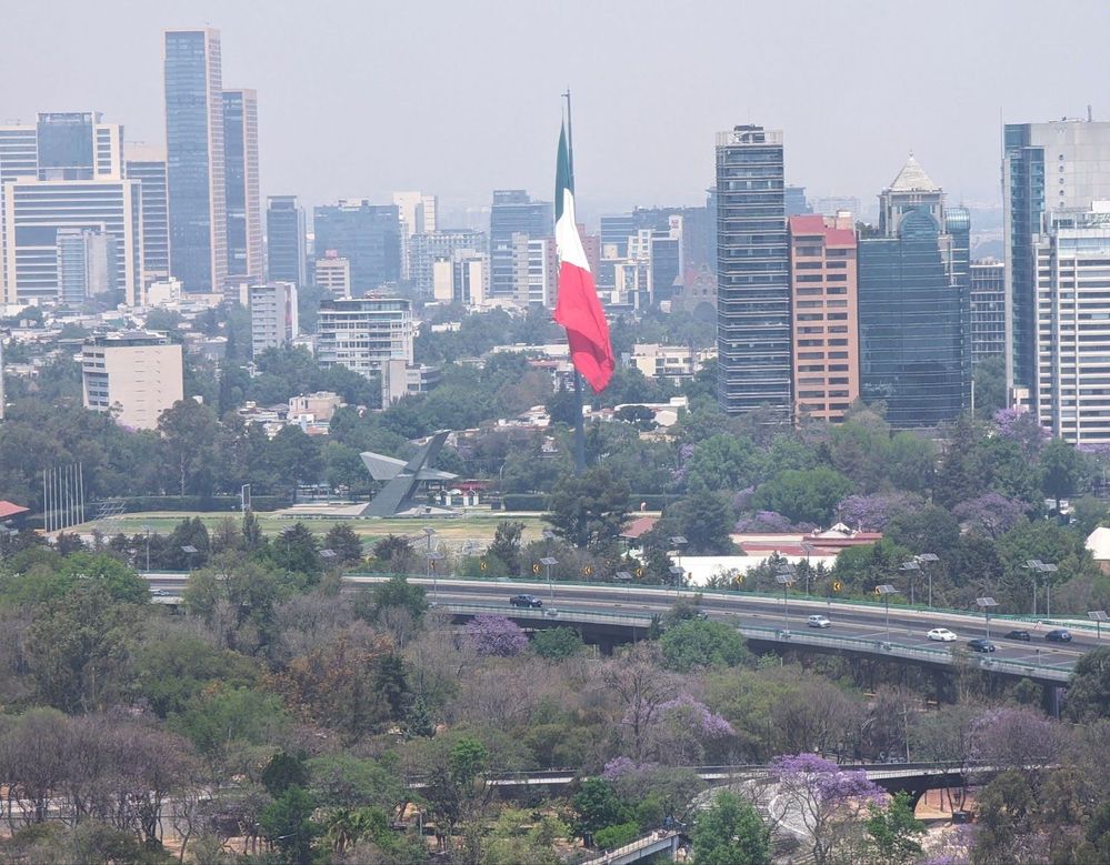 Caption: Photo of the Mexican flag located in Campo Marte