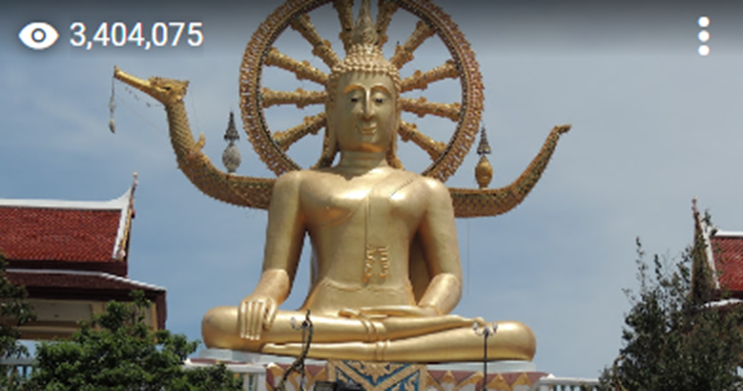 Caption: @Kumaarsantosh's Star Photo of Big Buddha (Wat Phra Yai), Bangkok uploaded onto Google Maps on 2023-03-20 and showing star views of 3,404,075 as at 2024-04-01
