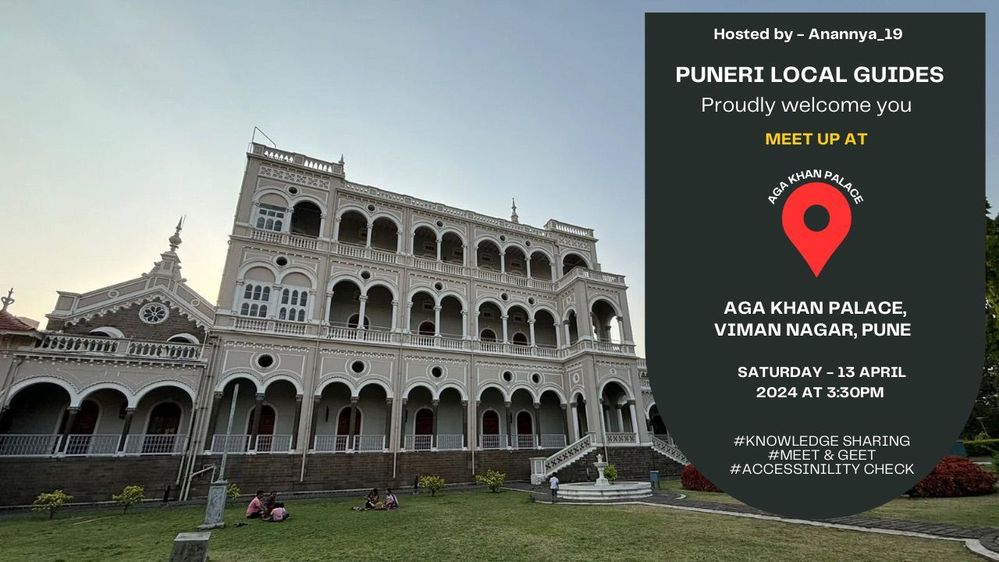 Banner of the Meetup in Pune at Aga Khan Palace on 13 April 2024