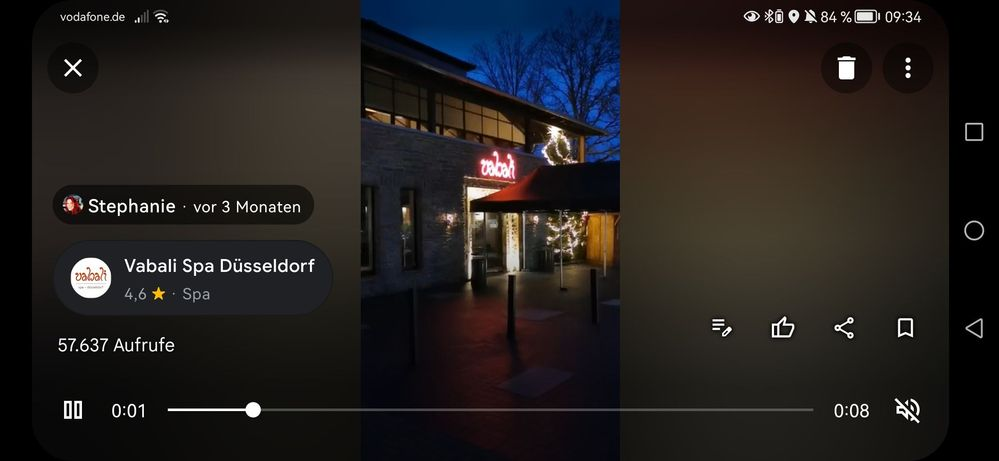 Caption: @Stephanie_OWL's Star Video of Vabali Spa Düsseldorf uploaded onto Google Maps on 2023-12-26 and showing star views of 57,637 as at 2024-04-01