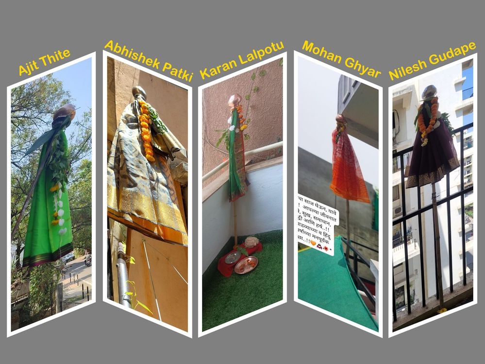 02 - A photo collage of the Gudhis erected by Indian Local Guides on the occasion of Gudhi Padwa