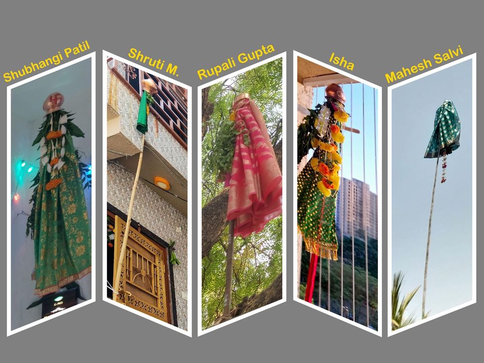 03 - A photo collage of the Gudhis erected by Indian Local Guides on the occasion of Gudhi Padwa