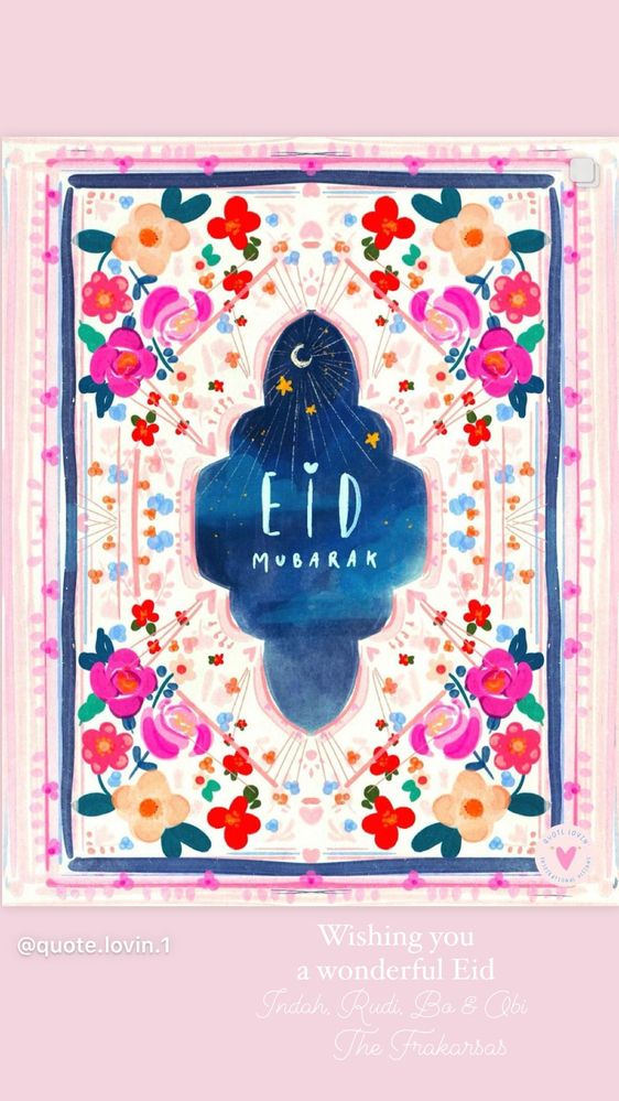 a greeting card saying Eid Mubarak for all LGs who celebrate it