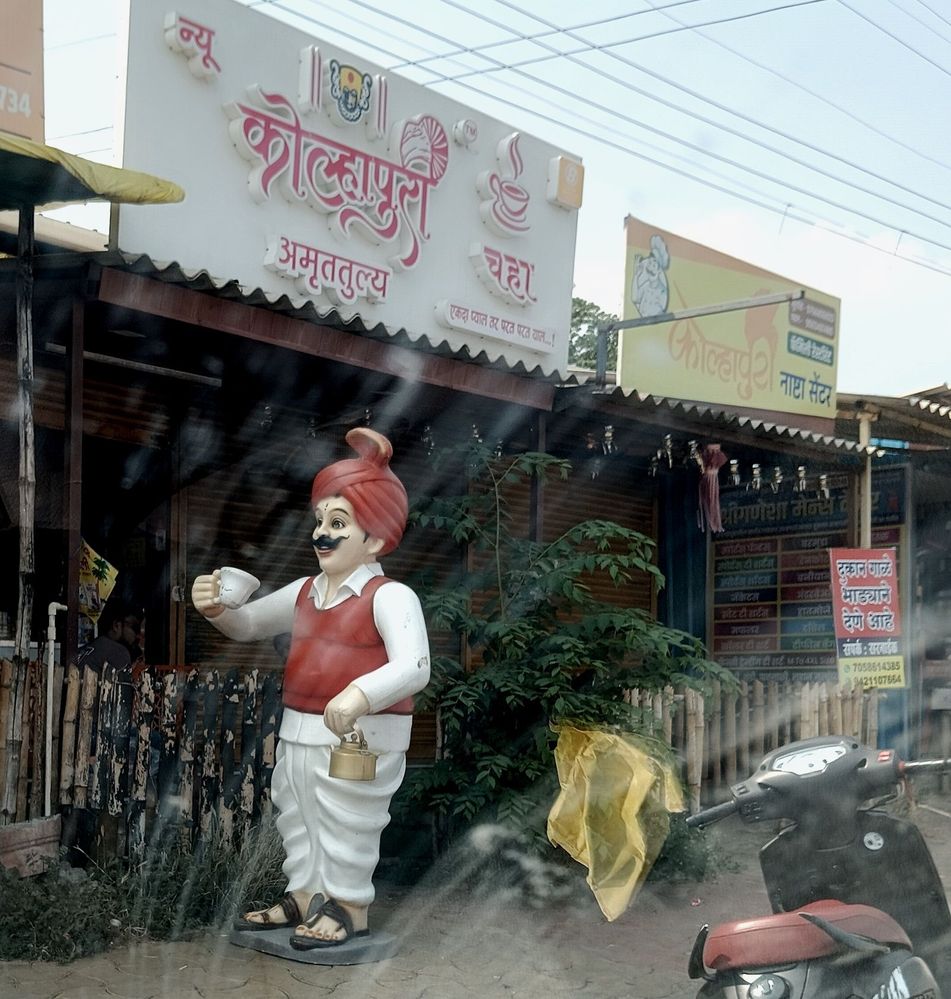 The Brand Manikin of Kolhapuri Amrut Tulya Tea Shop in Kolhapur, India
