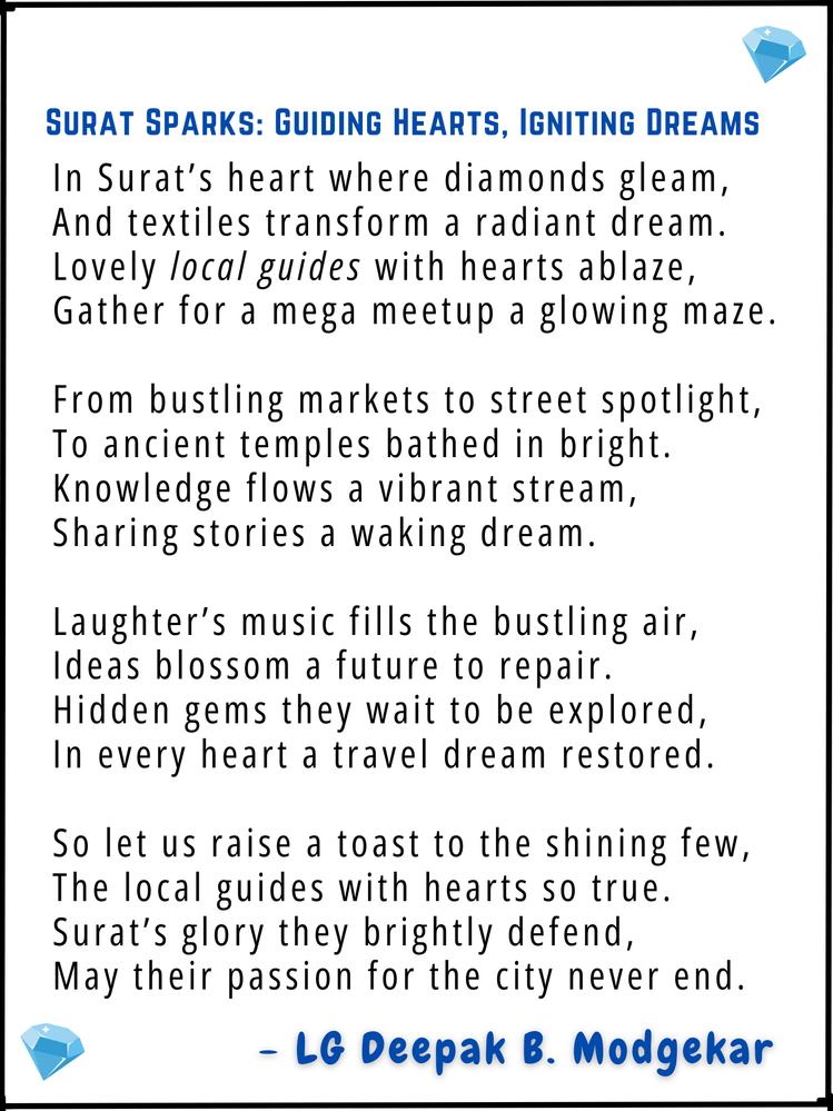 Inspiring poem  penned by @ModNomad LG Deepak B. Modgekar dedicated to the sparkly  Surat team for a super successful mega meetup