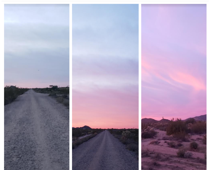 3 photos to capture the starting phase's transition of a sunset