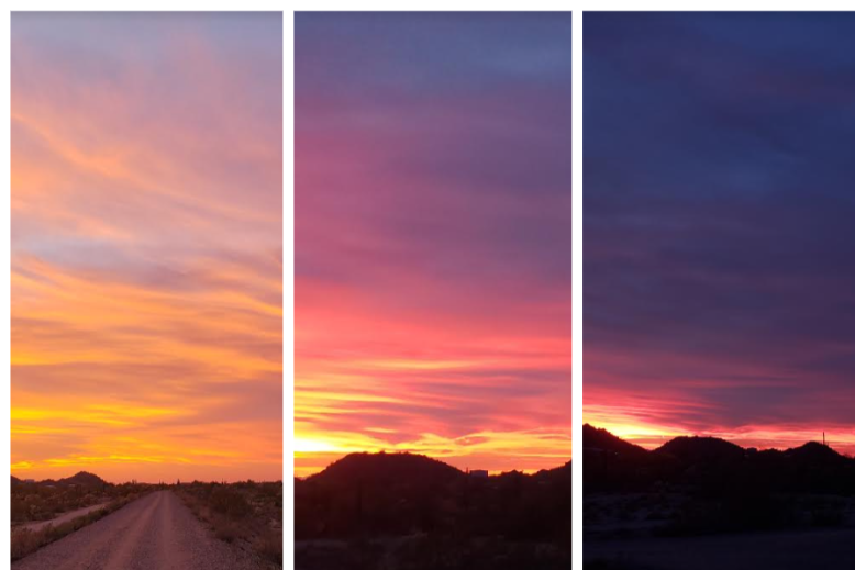 3 photos to capture the ending phase's transition of a sunset