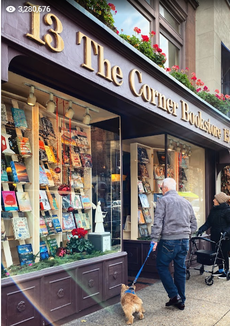 Caption: Star photo by @ManhattanNYC of The Corner Bookstore uploaded onto Google Maps on 2022-12-04 and showing star views of 3,280,676 as at 2024-04-30
