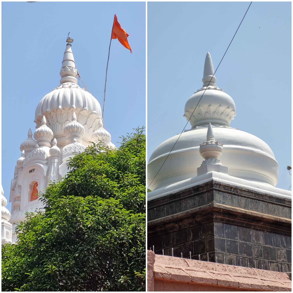 #1 In these Photographs we see The attractive hemispherical dome of Kadyawarcha Ganesh Temple features all-over carvings of Ashtavinayak Ganesh.