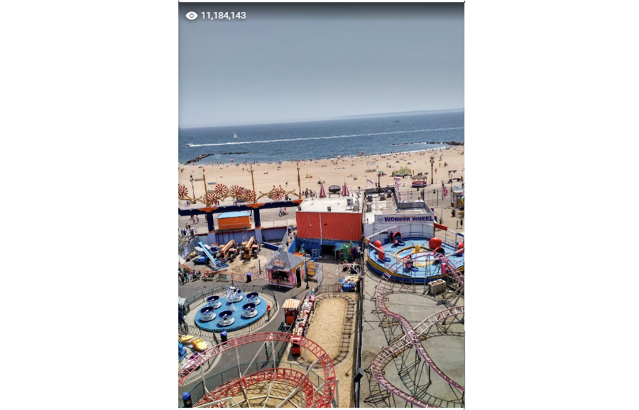 Caption: @JustJake's Star Photo of Luna Park in Coney Island uploaded onto Google Maps on 2021-07-17 and showing star views of 11,184,143 as at 2024-05-29
