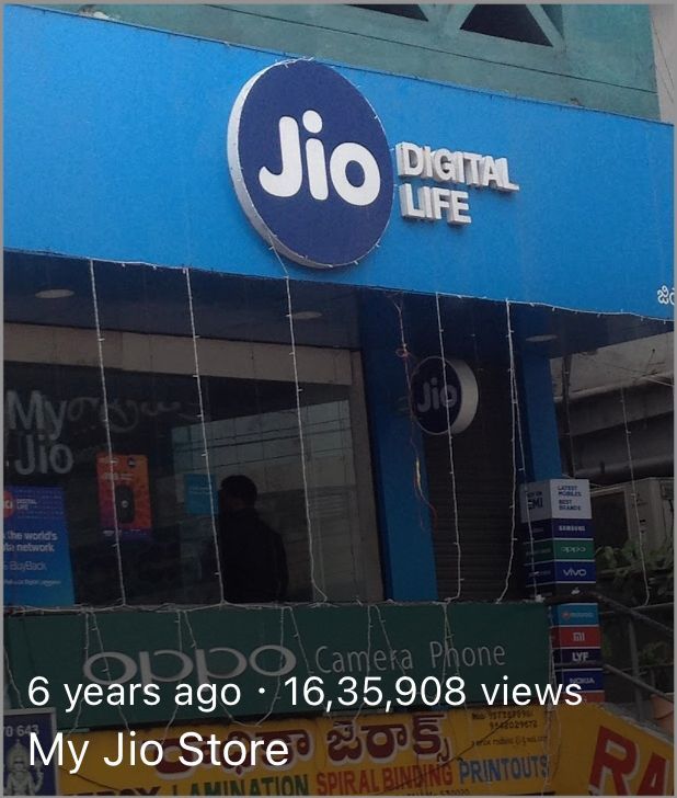 Caption: @PrasadVR's Star Photo of My Jio Store uploaded onto Google Maps on 2017-11-15 and showing star views of 1,635,908 as at 2024-05-31