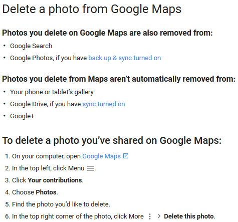 How to delete a photo from Google Maps