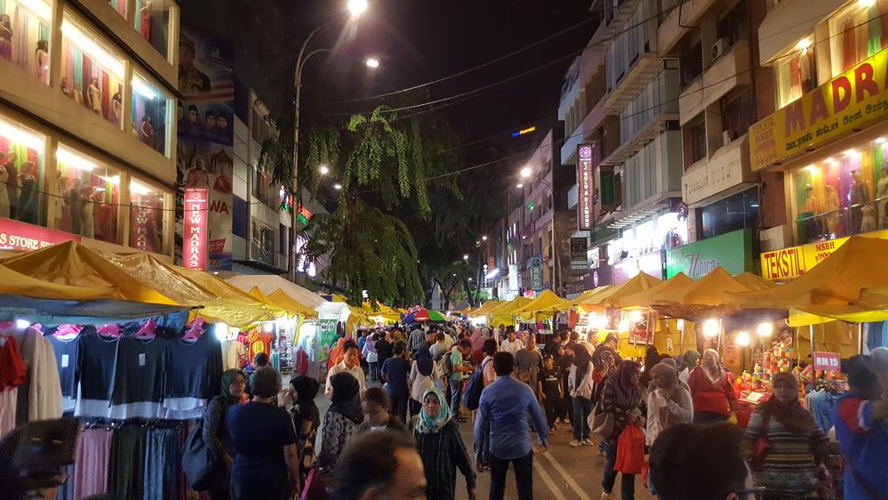 Crowds filling up the night bazaar after the heavy downpour