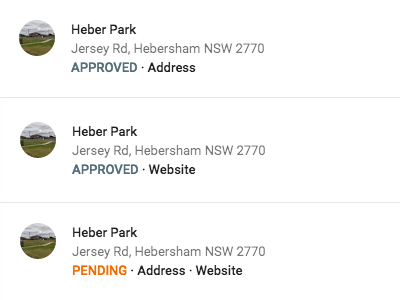 Chronology of edits of Heber Park.