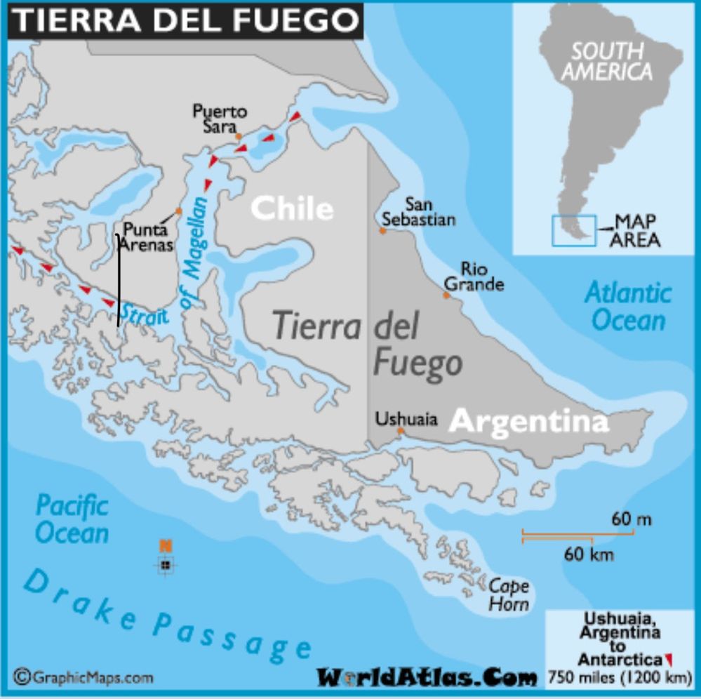 Map of Tierra del Fuego. Image: GraphicsMaps.com
