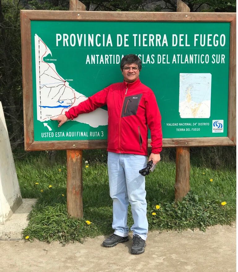 Farid proudly showing where he lives - Tierra del Fuego, Argentina. Photo: Farid Monti
