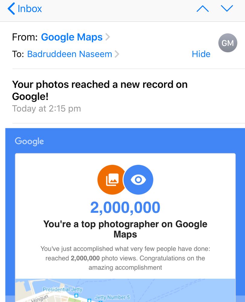 2 million views on Google Maps