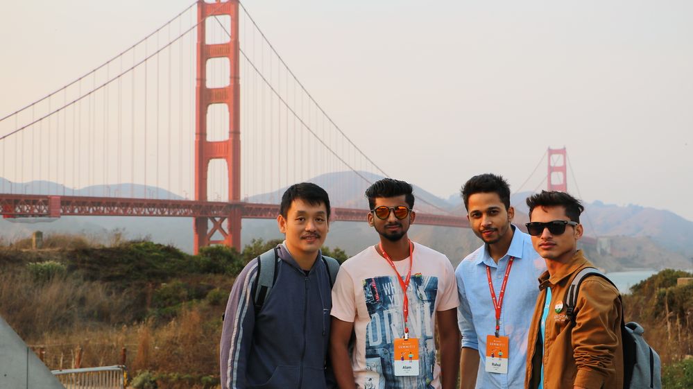 At Golden Gate Bridge: Stephen, Alam, Rahul, Deep. LG Summit 2017, my best friends
