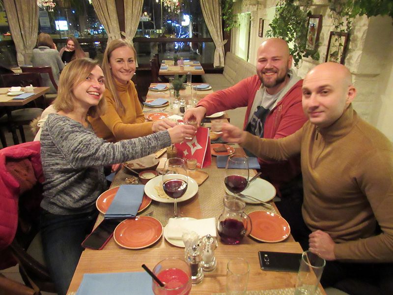Kyiv Local Guides try special drink - hrenovuha