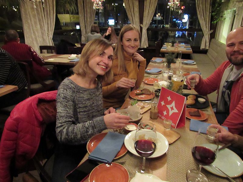 Kyiv Local Guides try special drink - hrenovuha