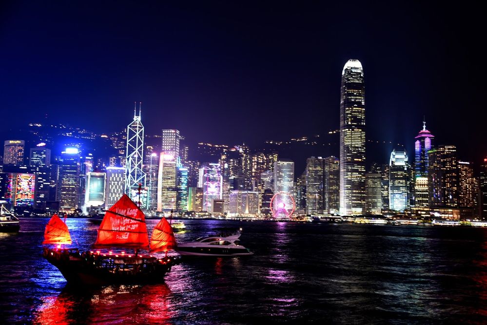 Hong Kong - A Symphony of Lights, seen from  Tsim Sha Tsui Promenade