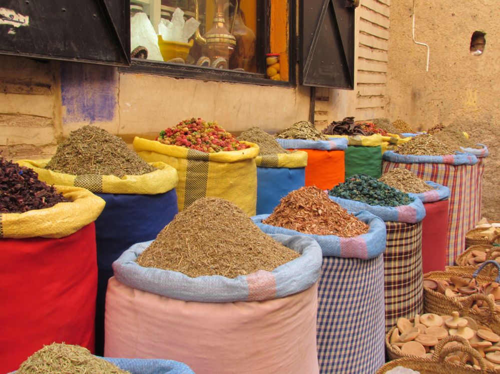 A spice store in Old Medina, Marrakesh, Morocco
