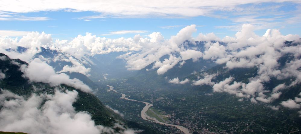 Top view of my village. Below our domestic airport at Bhuntar, Kullu