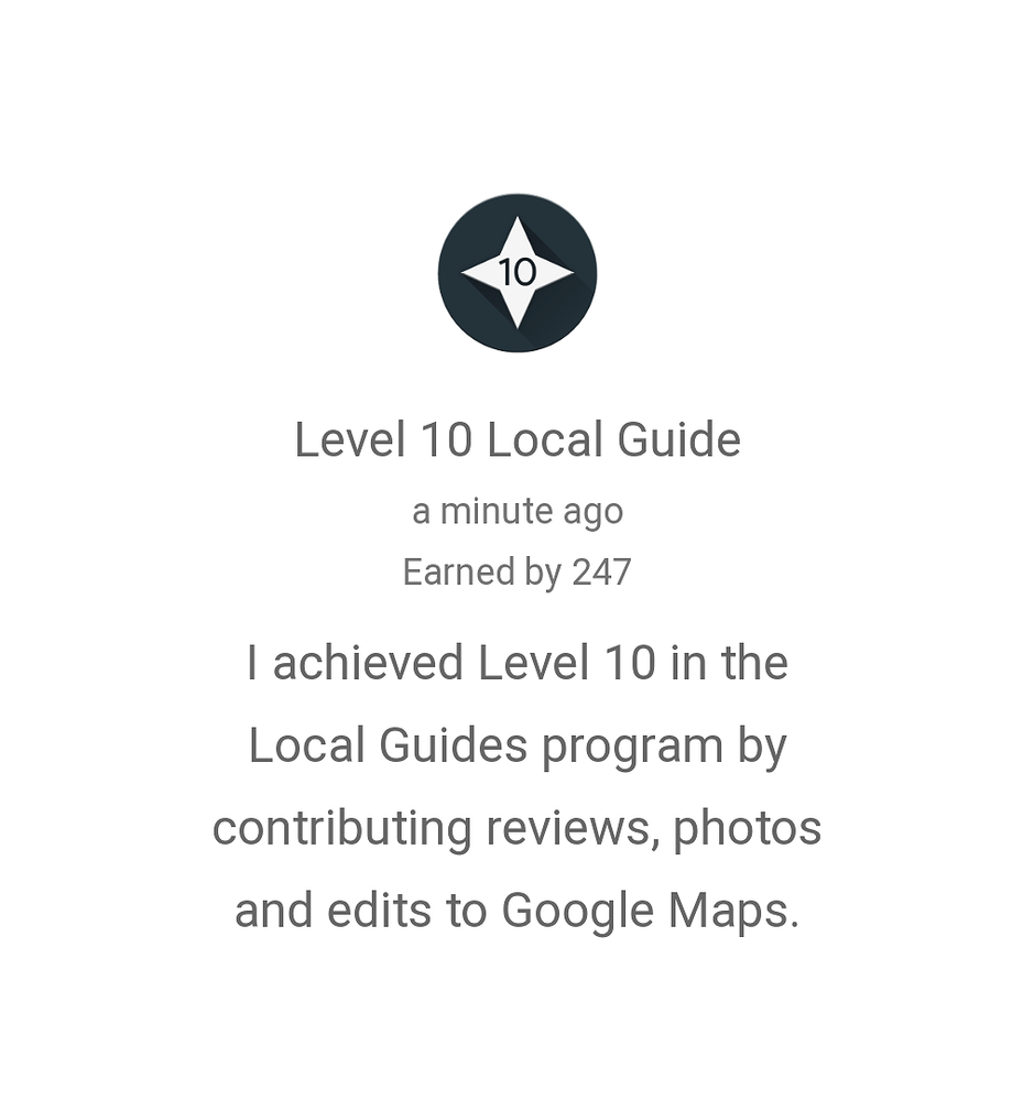Level 10 Local Guide Badge