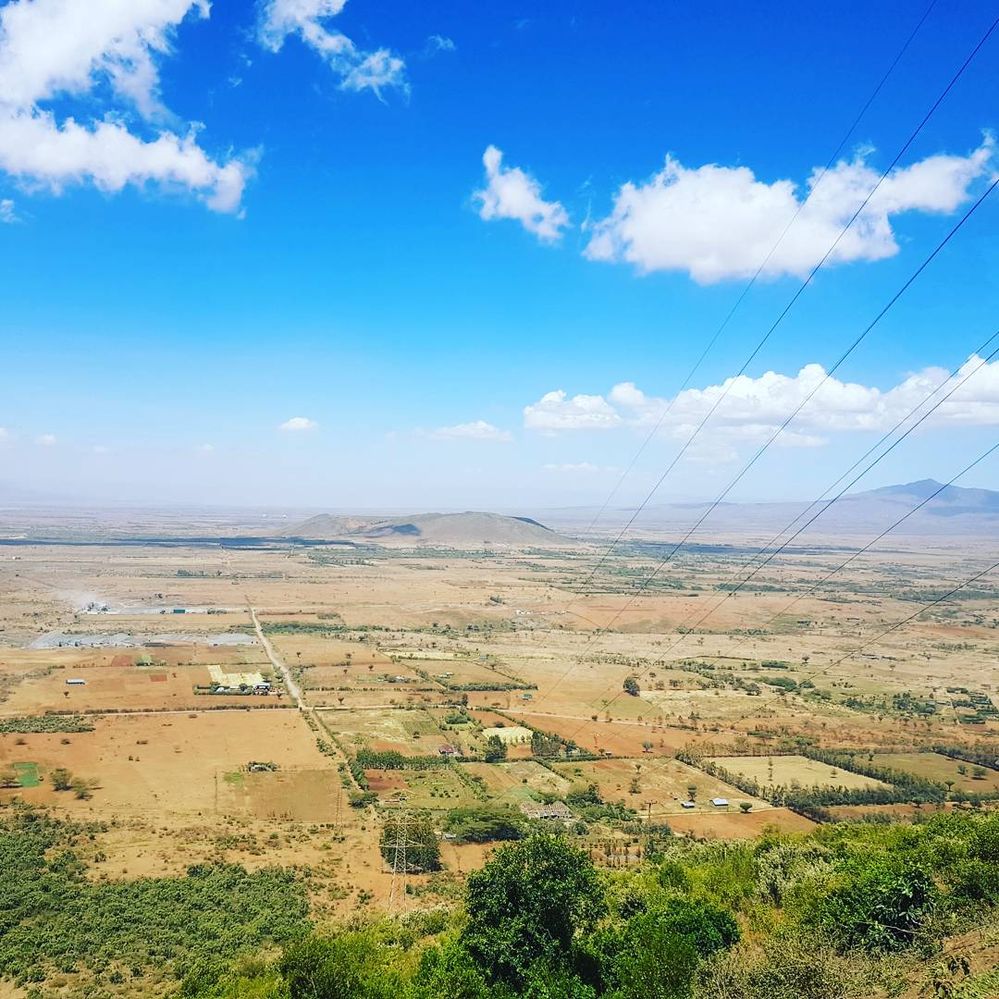 From the main road, approaching the park. Mt Longonot is on the right background.