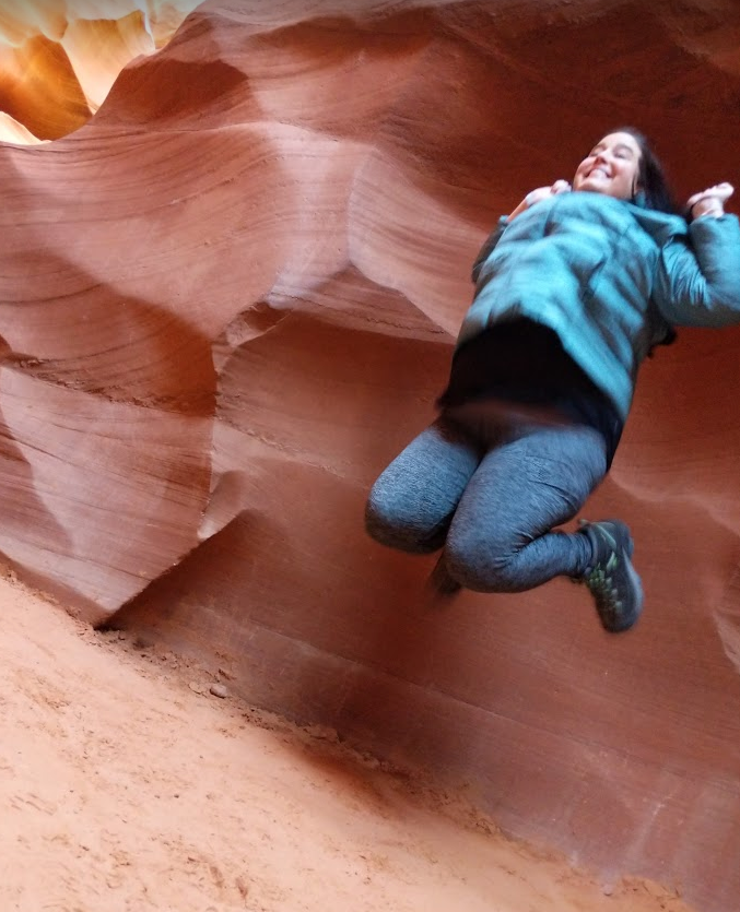 Caption: Jumping inside Lower Antelope Canyon