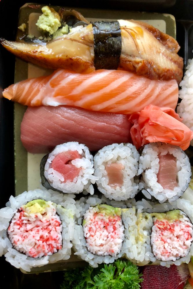 Close-up of my fresh sushi.