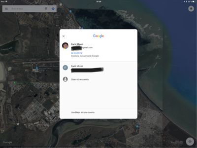 Aquí puedes ver tus cuentas con las cuales puedes conectarte  a Google Maps