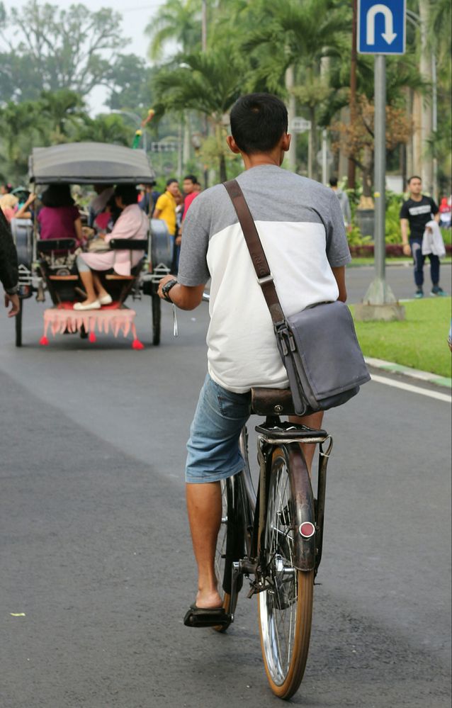 He rode an old bike