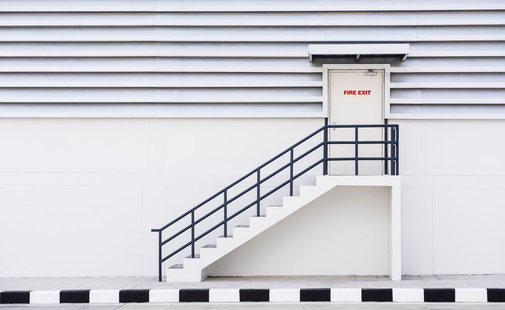 View of a fire exit door outside of a building. (Getty Images)