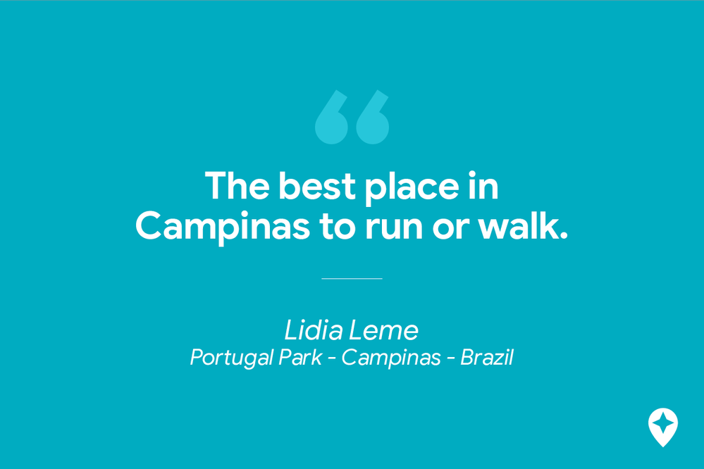 Caption: A review of Portugal Park in Campinas, Brazil by Local Guide Lidia Leme: “The best place in Campinas to run or walk”