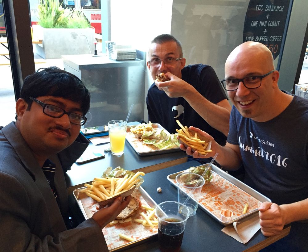 Hungry Local Guides trying out Super Duper Burgers for the first time