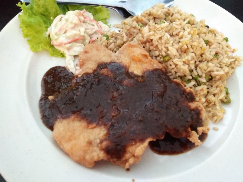 I hope you guys don't mind fried rice with chicken chop
