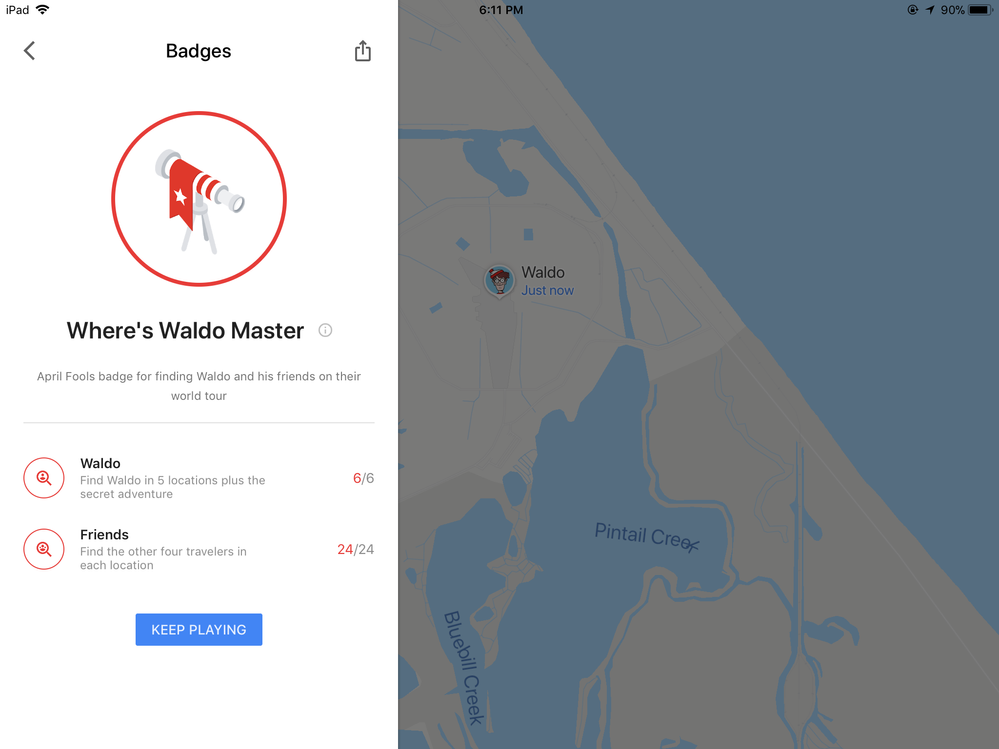 My Where’s Waldo Master badge via iPad.