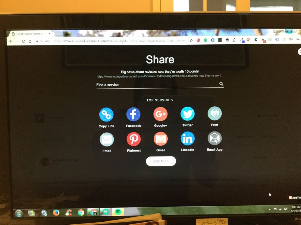 On my iPhone and desktop (PC], I get  this Share screen that includes G+ button.