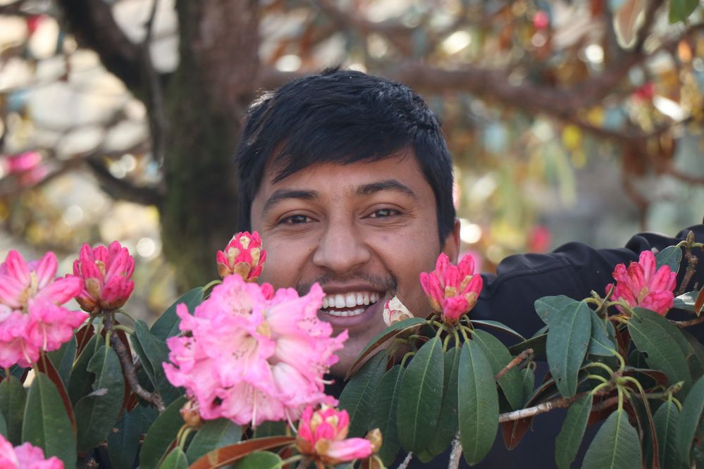 Selfie with national flower of Nepal