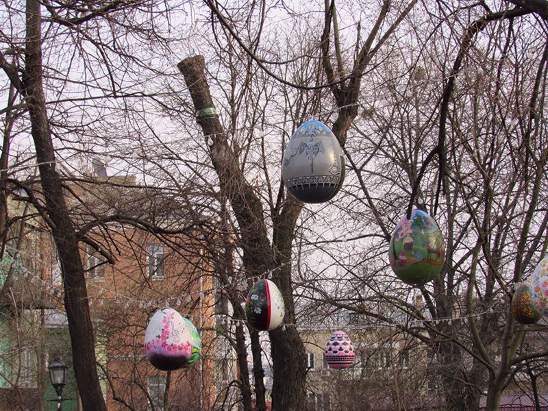 Easter eggs in the air